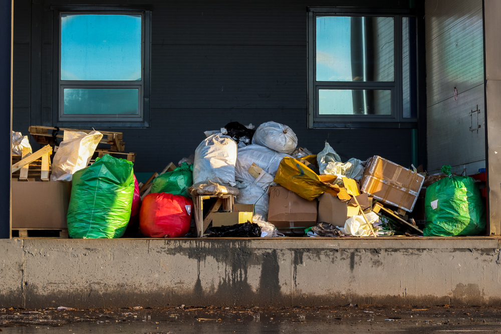 Garbage,Bags,And,Boxes,On,The,Loading,Dock.,Garbage,Removal